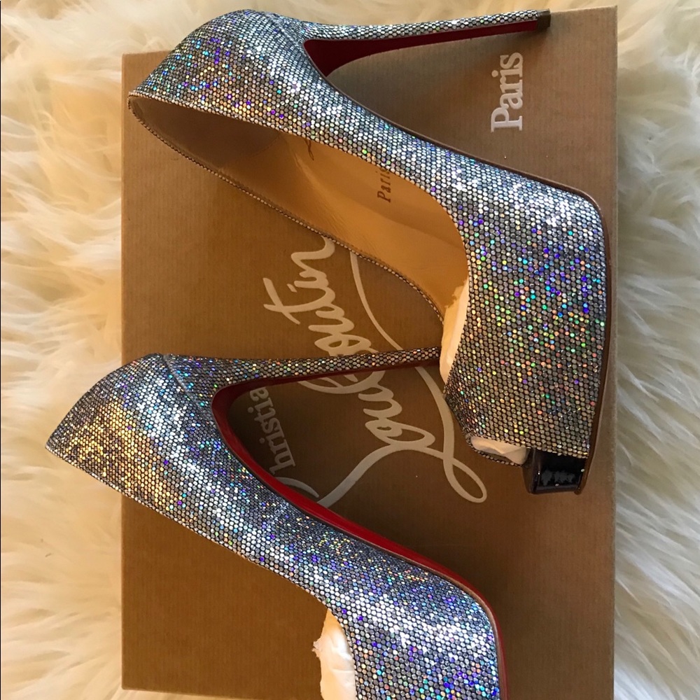 Sparkly silver tone Christian Louboutin